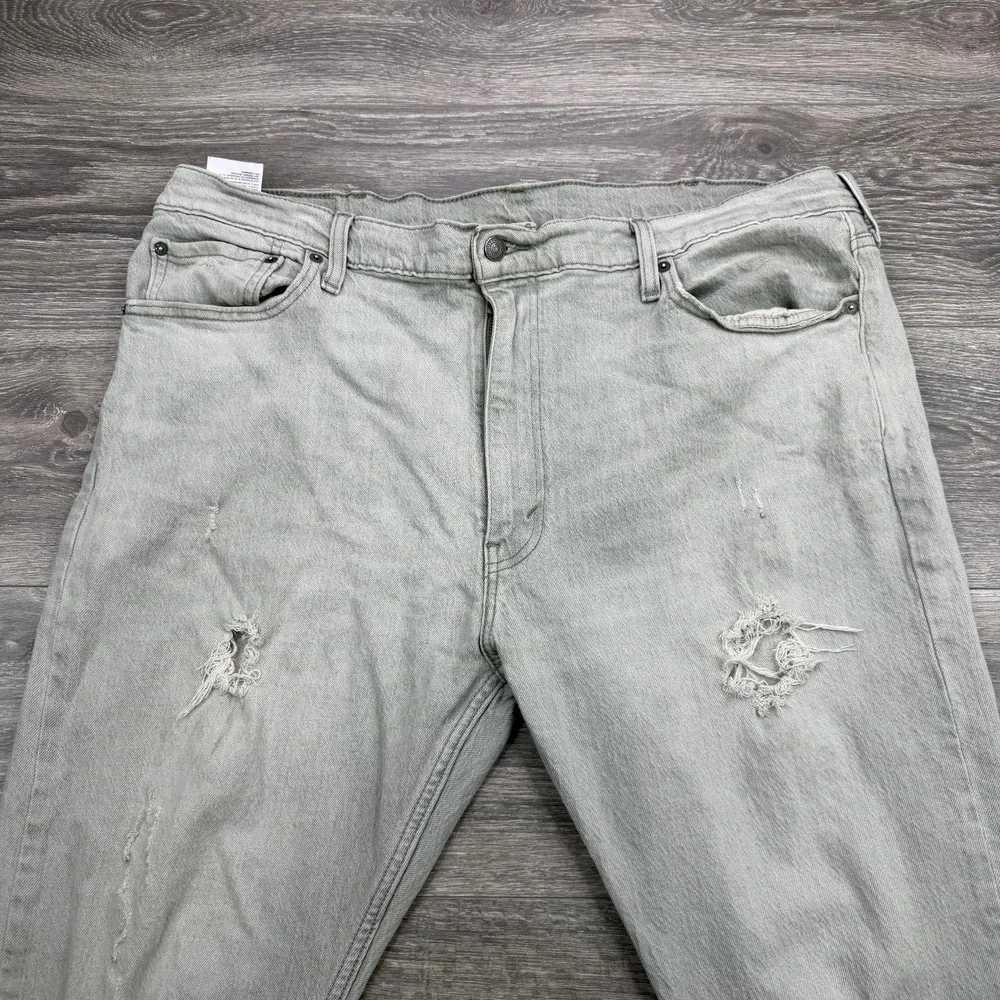Levis 512 Slim Taper Jeans Mens 42x32 Light Gray Distressed Ripped 5 Pocket Fade